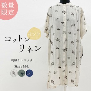 束腰外衣 刺绣 印度棉 棉 花卉图案 长衫 衬衫 棉麻