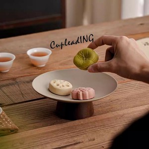 ＜人気商品＞激安セール 粗陶器高脚プレート フルーツ盛り/和菓子用 手作り感ある食器 インテリア映え皿