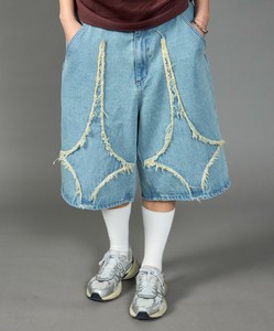 PPLIQUE DENIM SHORTS / デニム パンツ 半ズボン ショーツ ワンポイント 刺繍