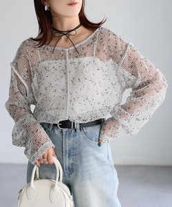 メッシュニットソートップス　前後2WAY メッシュ　メッシュニット　ニットトップス　ニット　サマーニット