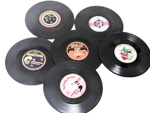 レコードのプラスチック製コースター【ロカビリーレコードコースターM】10cm