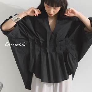 Button Shirt/Blouse Pintucked Design Short Sleeve Shirt