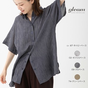 Button Shirt/Blouse Check Pattern Big Shirt Short Sleeve [S/S NEW]