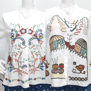Button Shirt/Blouse 3/4 Length Sleeve Colorful A-Line Stand-up Collar