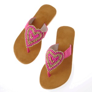 ★バリ島より入荷！★  ビーズデコレーションサンダル　love pink