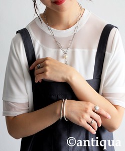 2025SS新作！[アンティカ] シアー切替半袖トップス レディース 接触冷感 異素材 Tシャツ 【SS】