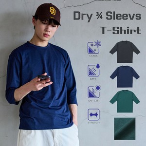 撚り杢スラブドライ7分Tシャツ