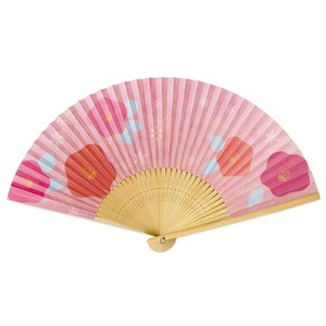 両面貼り 和柄扇子75型35間 雪椿(ゆきつばき) AW363