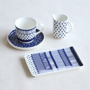 【特価品・在庫限り】エスニックブルー　コーヒー碗皿・長角皿・クリーマー　[単品]