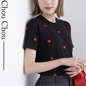 ハート刺繍　半袖ニット　 2025人気 新作 chouchou東京