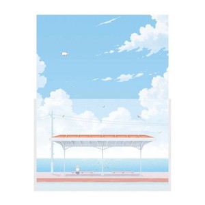 【包む】封筒が透ける景色のレター   海辺の駅 　/  レターセット