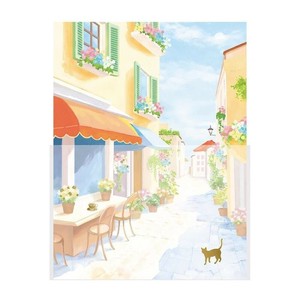 【包む】封筒が透ける景色のレター   カフェと猫 　/  レターセット
