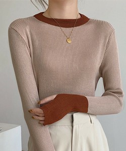 トップス《指穴バイカラーリブニット 》《現品限り》