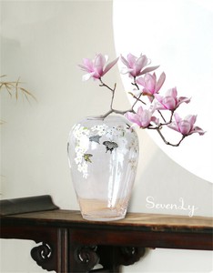 シーズン商品 蝶と花の装飾デザイン 花瓶 ガラス「2025新作」