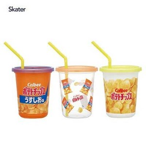 ストロー付きタンブラー 320ml 3個セット カルビー ポテトチップス うすしお味  スケーター SIH3ST