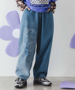 スカラーPOP柄 スプレープリントデニムパンツ