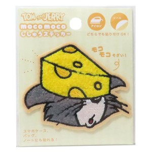 【ワッペン】トムとジェリー モコモコ刺繍ステッカー チーズ トム
