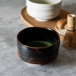 美浓烧 日本茶杯 黑色 日式餐具 抹茶碗 日本制造