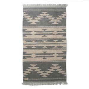 Cotton Pile Blanket / Native Motif BEIGE（M）