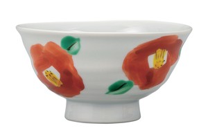 九谷烧 饭碗 山茶花