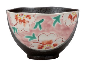 九谷烧 饭碗 粉色