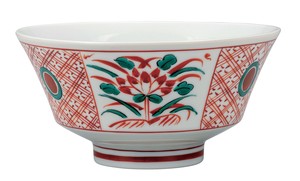 日本の伝統工芸品【九谷焼】 丼 赤絵  田中柚伎 (K9-514)