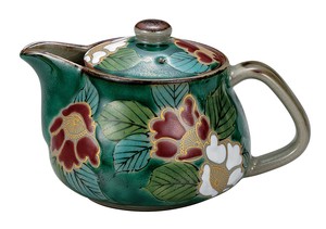 Kutani ware Teapot Green Sasanqua