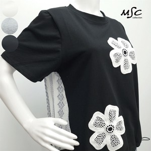 T-shirt Diamond-Patterned Flower Mixing Texture Switching