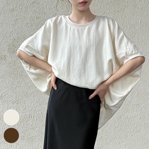 Button Shirt/Blouse Dolman Sleeve Linen-blend S/S