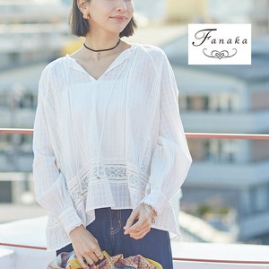 【Fanaka2025SS新作】チェック柄ドビーリバーレーススモックブラウス