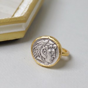 アンティークコイン リング アレキサンダー大王φ1.8cm ゴールド＆シルバー