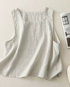 シャツ  ブラウス  綿麻 ノースリーブ 無地  快適  ゆったり  レディース ファッション   XB102