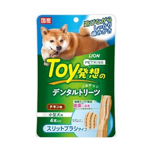 PETKISS　Toy発想のデンタルトリーツ　スリットブラシタイプ　小型犬用　チキン味 4本入 【犬用スナック】