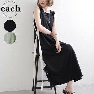 再入荷 通年定番 配色テープ ノースリーブワンピース オケージョン 2025人気　each東京