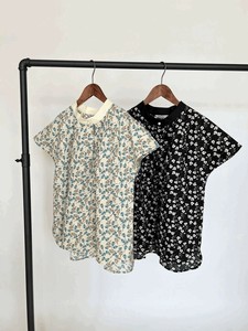 Button Shirt/Blouse Flower Print Band Collar Blouse