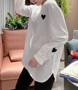 ※ひきつれあり【OUTLET80%OFF】EH2098o-XL ハートモチーフ コットン長袖Tシャツ カジュアル 春 秋