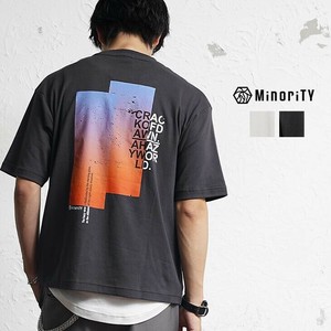 [MinoriTY] T-shirt Back Print Crew Neck T-Shirt Gradation Short Sleeve