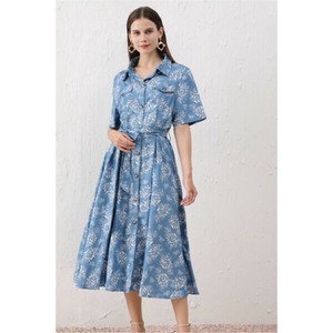 Casual Dress Shirt One-Piece Flower Print