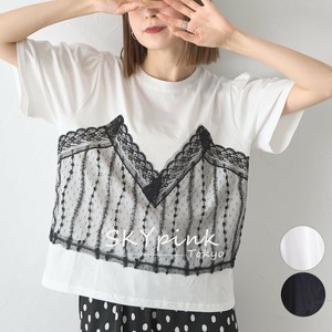 【2025SS新作入荷】レースビスチェデザインTシャツ　カットソー　SKYpink東京