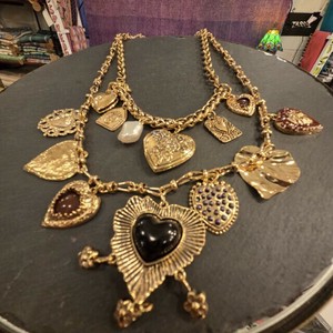 Gold Chain Red Necklace black Vintage