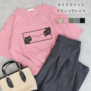 サイドスリットプリントTシャツ