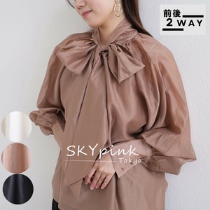 【2025SS新作入荷】ボリュームスリーブ2WAYリボンシアーブラウス シャツ SKYpink東京