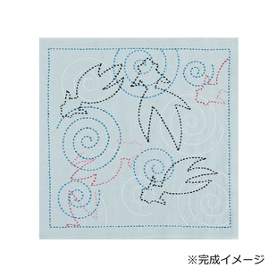 刺し子 花ふきんキット 納涼きんぎょ(浅葱) SK-488
