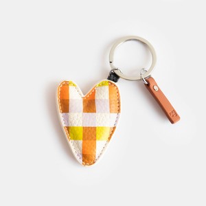 MULTI CHECK PRINTED HEART KEYRING