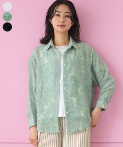 Button Shirt/Blouse Shirtwaist Floral Pattern Fringe Jacquard [2025 NEW]