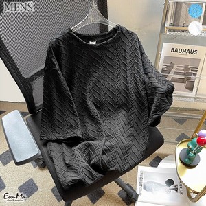 【メンズ】 ジャガードTシャツ ビッグシルエット カジュアル 夏   ONA1093【2025新作】