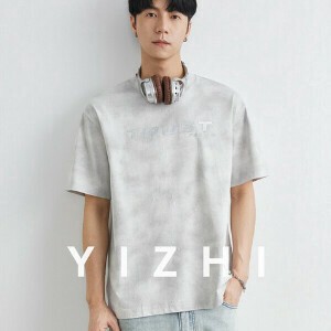 P22300 プリント 速乾トップス ラウンドネック 半袖 韓国風 Tシャツ メンズ 男 2025春夏新作