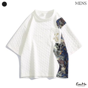 【メンズ】 ジャガード半袖Tシャツ クマモチーフ カジュアル  ONA2104【2025新作】