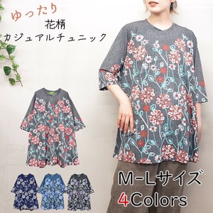 ゆったり　花柄カジュアルチュニック　即納