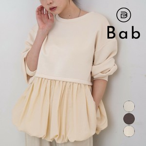 【決算SALE】裾バルーンペプラムトップス◇カット部分は もちっとした感触が気持ち良いポンチ生地